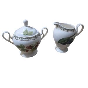 PERFECT NORITAKE ROYAL ORCHARD 9416 CREAM AND SUGAR BOWL WITH LID